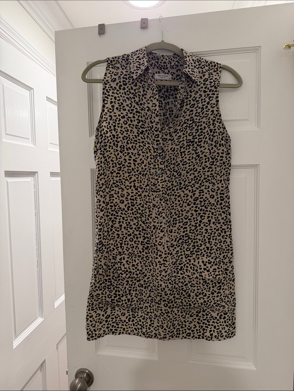 Equipment Sleeveless Leopard Print Mini Dress - Beige & Black